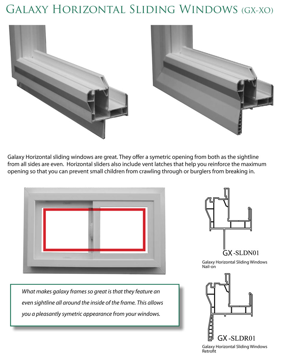 Galaxy Sliding Window Frame Options